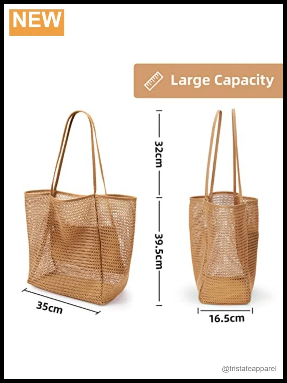 Nylon Mesh Tote Bag Foldable 23L Beach Bag Shoulder Bag